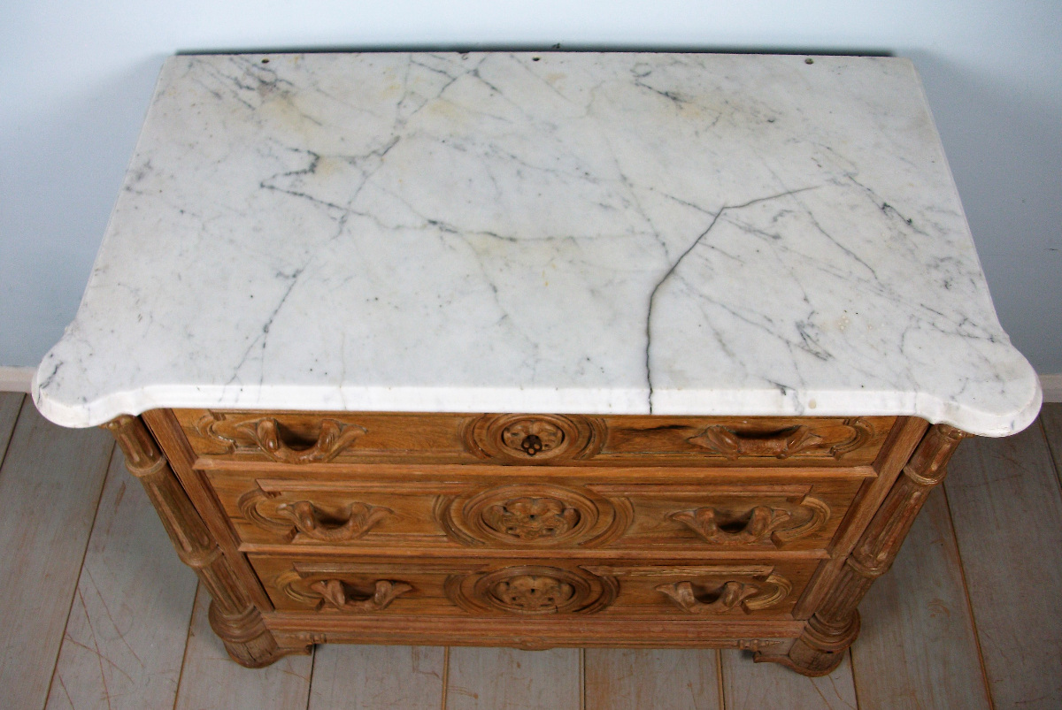 Pretty French Chest of Drawers with Marble Top